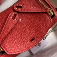 Hermes Women Lindy Mini 19 in Clemence Leather-RedGold (1)