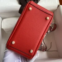 Hermes Women Lindy Mini 19 in Clemence Leather-RedGold (1)
