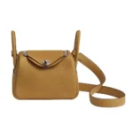 Hermes Women Lindy Mini 19 in Clemence Leather-Sandy