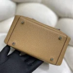 Hermes Women Lindy Mini 19 in Clemence Leather-Sandy/Silver