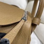 Hermes Women Lindy Mini 19 in Clemence Leather-Sandy/Silver