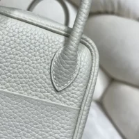 Hermes Women Lindy Mini 19 in Clemence Leather-WhiteGold (1)