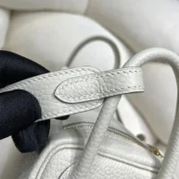 Hermes Women Lindy Mini 19 in Clemence Leather-WhiteGold (1)