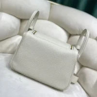 Hermes Women Lindy Mini 19 in Clemence Leather-WhiteGold (1)