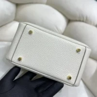 Hermes Women Lindy Mini 19 in Clemence Leather-WhiteGold (1)