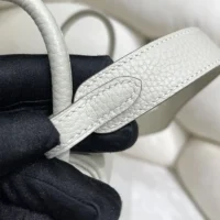 Hermes Women Lindy Mini 19 in Clemence Leather-WhiteSilver (1)