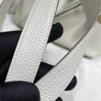 Hermes Women Lindy Mini 19 in Clemence Leather-WhiteSilver (1)