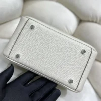 Hermes Women Lindy Mini 19 in Clemence Leather-WhiteSilver (1)