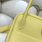 Hermes Women Lindy Mini 19 in Clemence Leather-Yellow/Gold