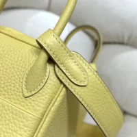 Hermes Women Lindy Mini 19 in Clemence Leather-YellowGold (1)
