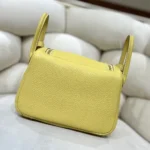 Hermes Women Lindy Mini 19 in Clemence Leather-Yellow/Gold