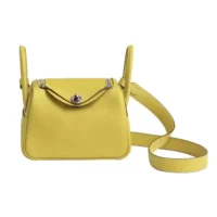 Hermes Women Lindy Mini 19 in Clemence Leather-Yellow