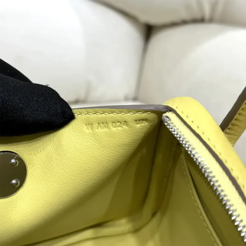 Hermes Women Lindy Mini 19 in Clemence Leather-Yellow/Silver