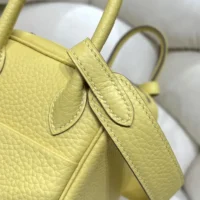 Hermes Women Lindy Mini 19 in Clemence Leather-YellowSilver (1)