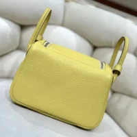 Hermes Women Lindy Mini 19 in Clemence Leather-YellowSilver (1)