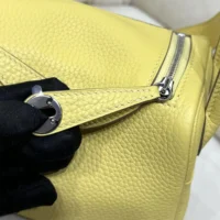 Hermes Women Lindy Mini 19 in Clemence Leather-YellowSilver (1)
