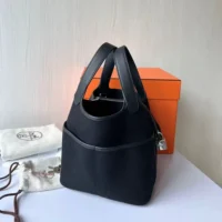 Hermes Women Picotin Lock 18 Pockets in Goeran Canvas Leather-Black (1)