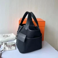 Hermes Women Picotin Lock 18 Pockets in Goeran Canvas Leather-Black (1)
