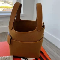 Hermes Women Picotin Lock 18 Pockets in Goeran Canvas Leather-Brown (1)