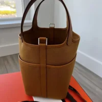 Hermes Women Picotin Lock 18 Pockets in Goeran Canvas Leather-Brown (1)