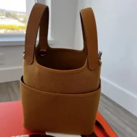 Hermes Women Picotin Lock 18 Pockets in Goeran Canvas Leather-Brown (1)
