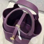 Hermes Damväska Picotin Lock 18 Fickor i Goeran Canvas Läder-Lila