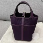 Hermes Damväska Picotin Lock 18 Fickor i Goeran Canvas Läder-Lila