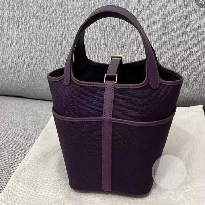 Hermes Women Picotin Lock 18 Pockets in Goeran Canvas Leather-Purple
