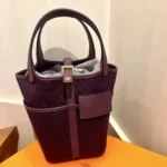 Hermes Damväska Picotin Lock 18 Fickor i Goeran Canvas Läder-Lila