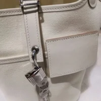 Hermes Women Picotin Lock 18 Pockets in Goeran Canvas Leather-White