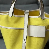 Hermes Women Picotin Lock 18 Pockets in Goeran Canvas Leather-Yellow (1)