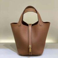 Hermes Women Picotin Lock 18cm in Cowhide leather-Brown (1)