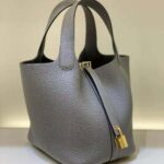 Hermes Women Picotin Lock 18cm in Cowhide leather-Gray