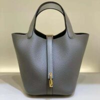 Hermes Women Picotin Lock 18cm in Cowhide leather-Gray (1)