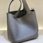 Hermes Women Picotin Lock 18cm in Cowhide leather-Gray
