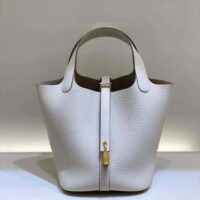 Hermes Women Picotin Lock 18cm in Cowhide leather-White (1)