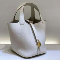 Hermes Women Picotin Lock 18cm in Cowhide leather-White (1)