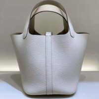 Hermes Women Picotin Lock 18cm in Cowhide leather-White (1)