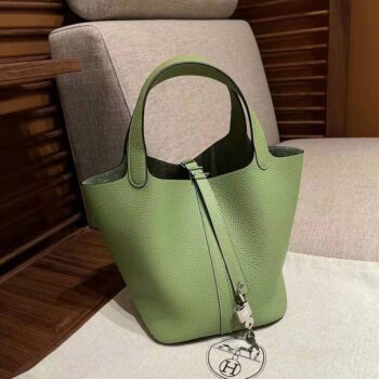 Hermes Women Picotin Lock 22cm in Cowhide leather-Aqua