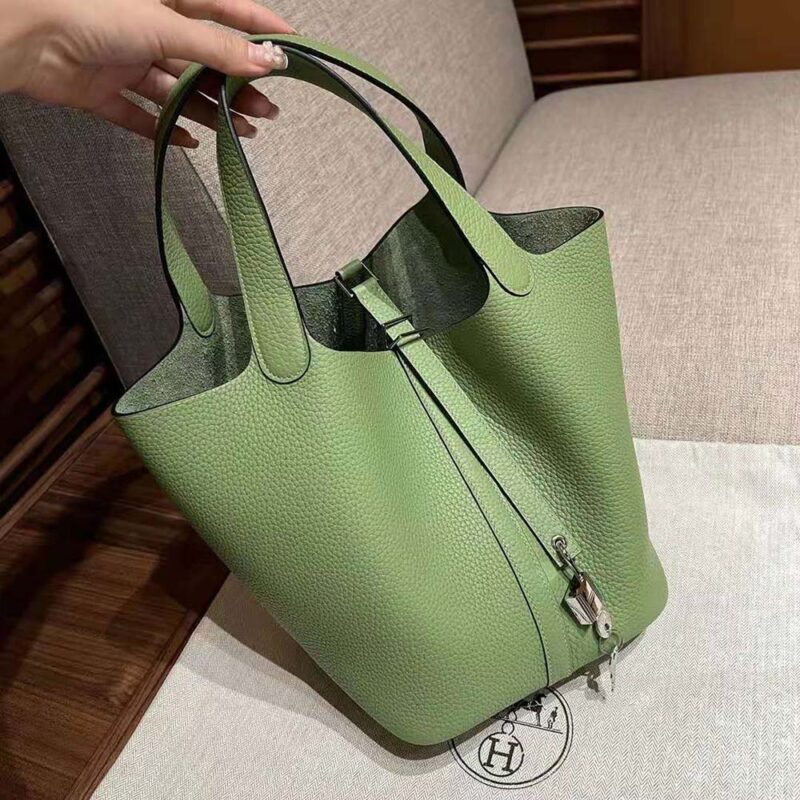 Hermes Women Picotin Lock 22cm in Cowhide leather-Aqua