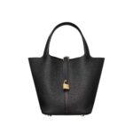 Hermes Picotin Lock da donna 22 cm in pelle di vacchetta - Nero
