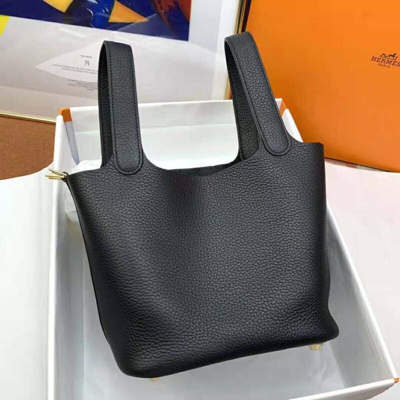 Hermes Women Picotin Lock 22cm in Cowhide leather-Black