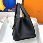 Hermes Picotin Lock da donna 22 cm in pelle di vacchetta - Nero