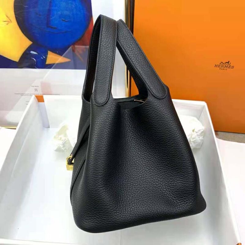 Hermes Women Picotin Lock 22cm in Cowhide leather-Black
