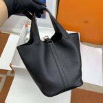 Hermes Picotin Lock da donna 22 cm in pelle di vacchetta - Nero