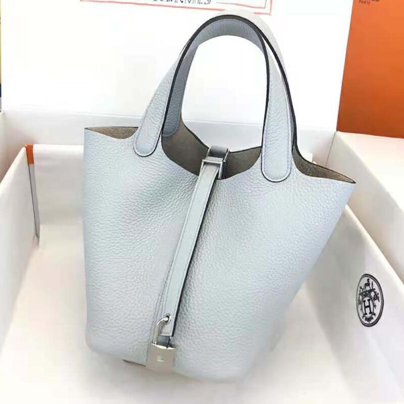 Hermes Women Picotin Lock 22cm in Cowhide leather-Blue
