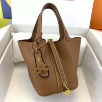 Hermes Women Picotin Lock 22cm in Cowhide leather-Brown (1)