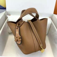 Hermes Women Picotin Lock 22cm in Cowhide leather-Brown (1)