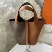 Hermes Women Picotin Lock 22cm in Cowhide leather-Brown Coffee (1)