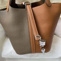 Hermes Women Picotin Lock 22cm in Cowhide leather-Brown Coffee (1)